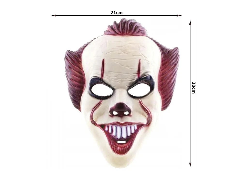 Horror Clown Maske Halloween Gruselmaske Kostüm Weiß 30cm mit Gummiband