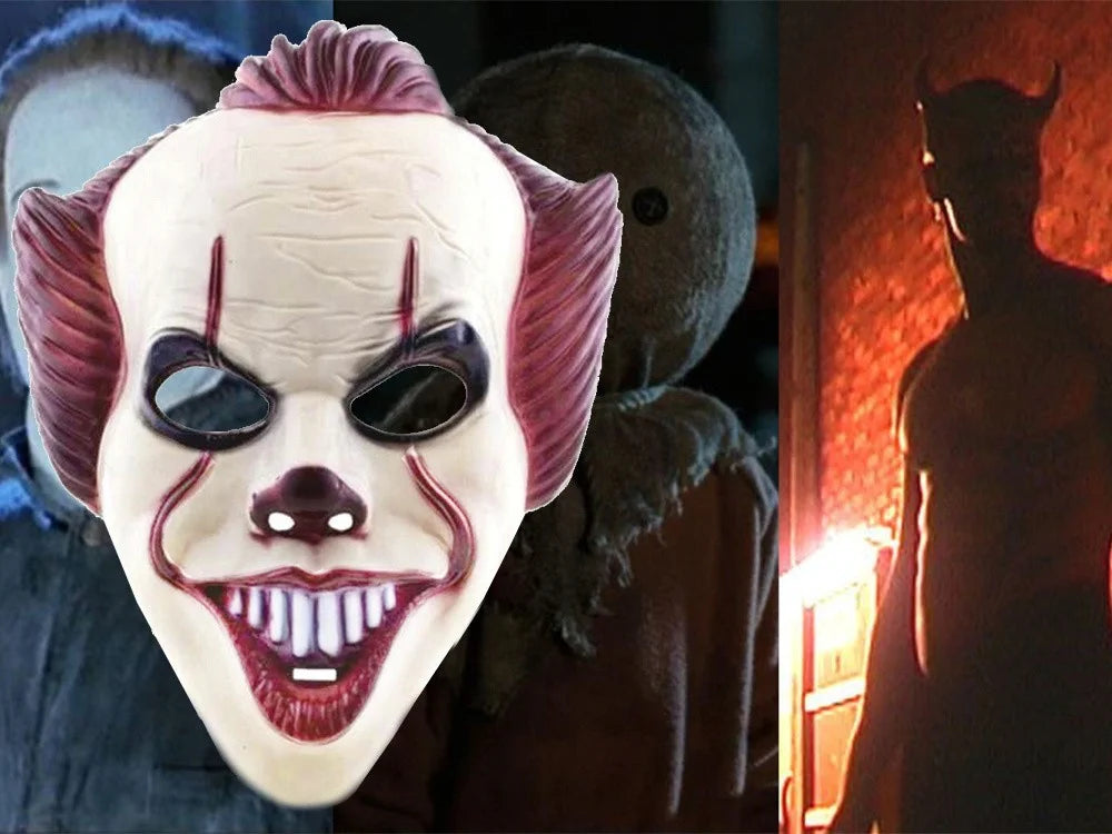 Horror Clown Maske Halloween Gruselmaske Kostüm Weiß 30cm mit Gummiband