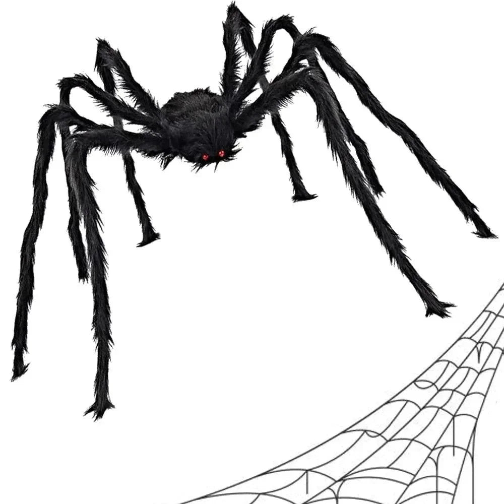 Halloween Spinne XXL 50cm Schwarz Haarig Bewegliche Beine Gruseldeko Horror Deko