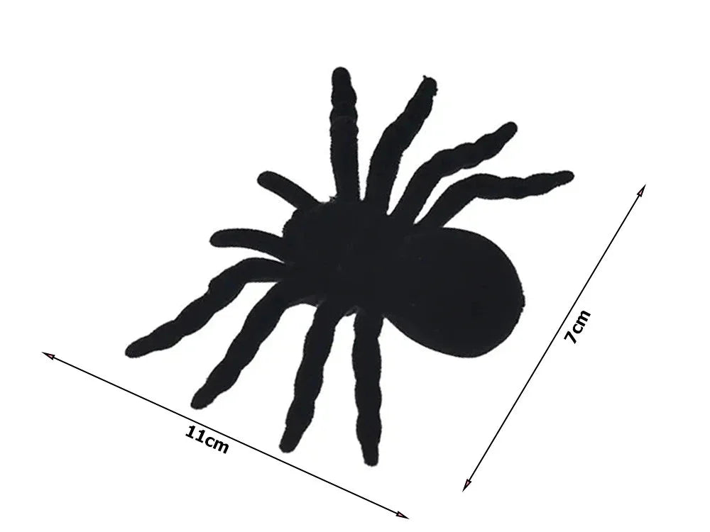 Halloween Spinnen Set 4 Stück – schwarze Deko-Spinnen 11 cm für Party, Haus & Garten