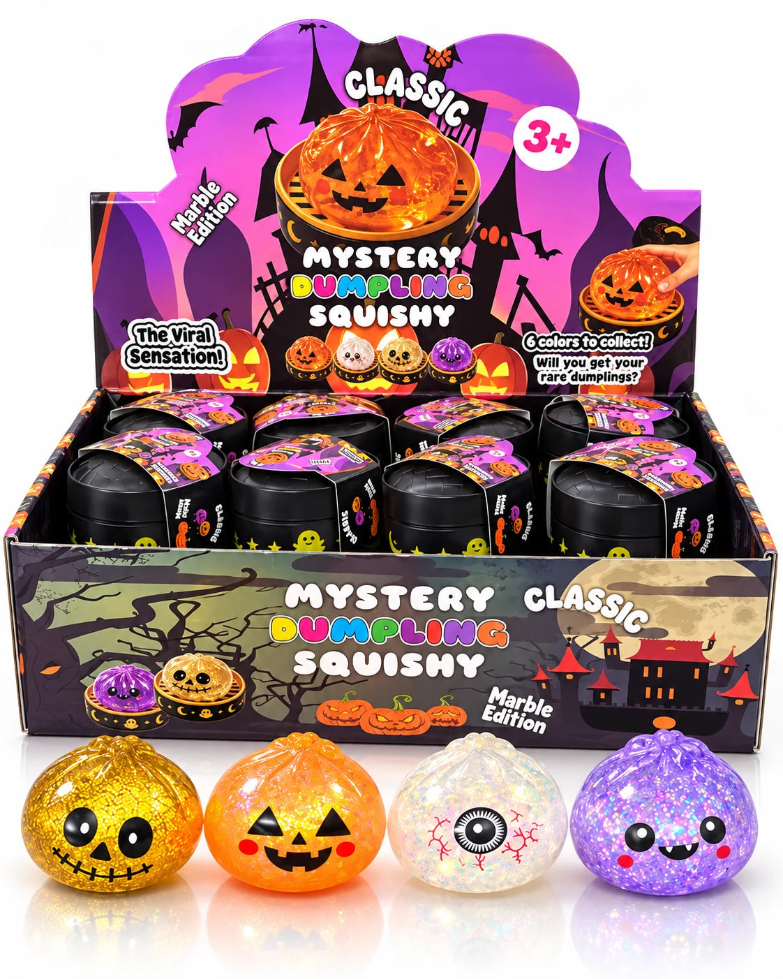 Halloween Squishy Mini 5 cm – Knautschspielzeug & Fidget Toy als Mitgebsel, 1 oder 3 Stück