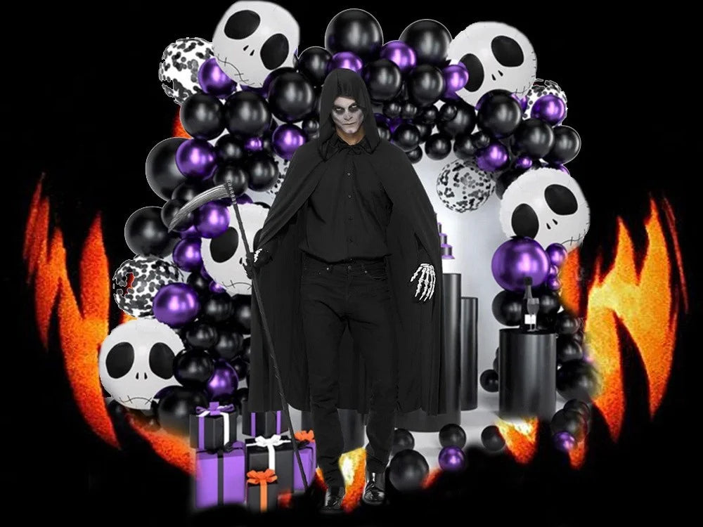 Halloween Umhang Schwarz mit Kapuze 120cm Cape Kostüm Vampir Hexe Verkleidung