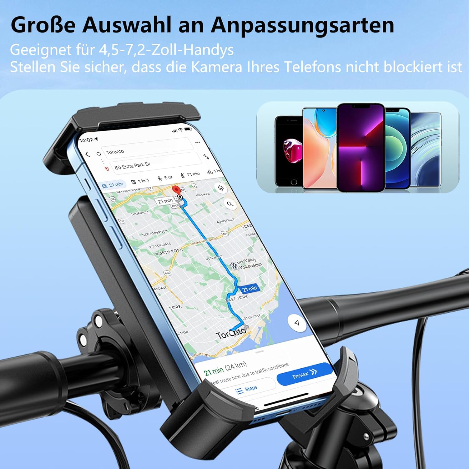 Fahrrad Handyhalterung 360° drehbar – ausziehbar & universal passend

 ✅✅