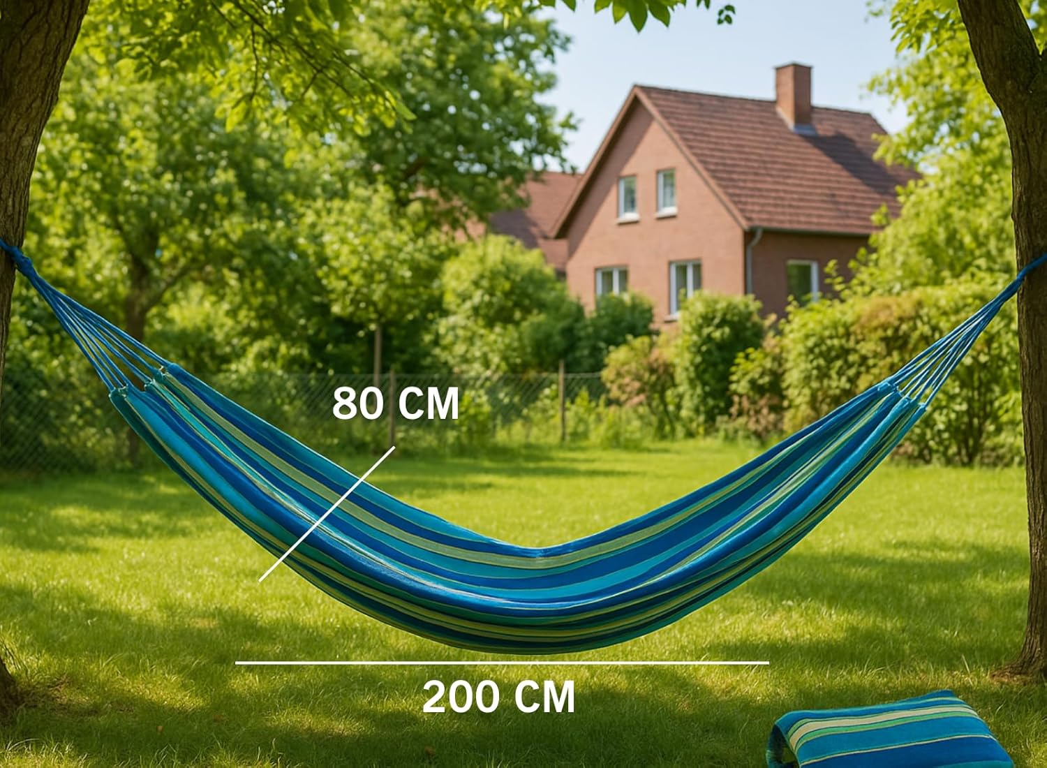 Baumwoll-Hängematte 200x80cm – Gartenhängematte für 1 Person inkl. Transporttasche