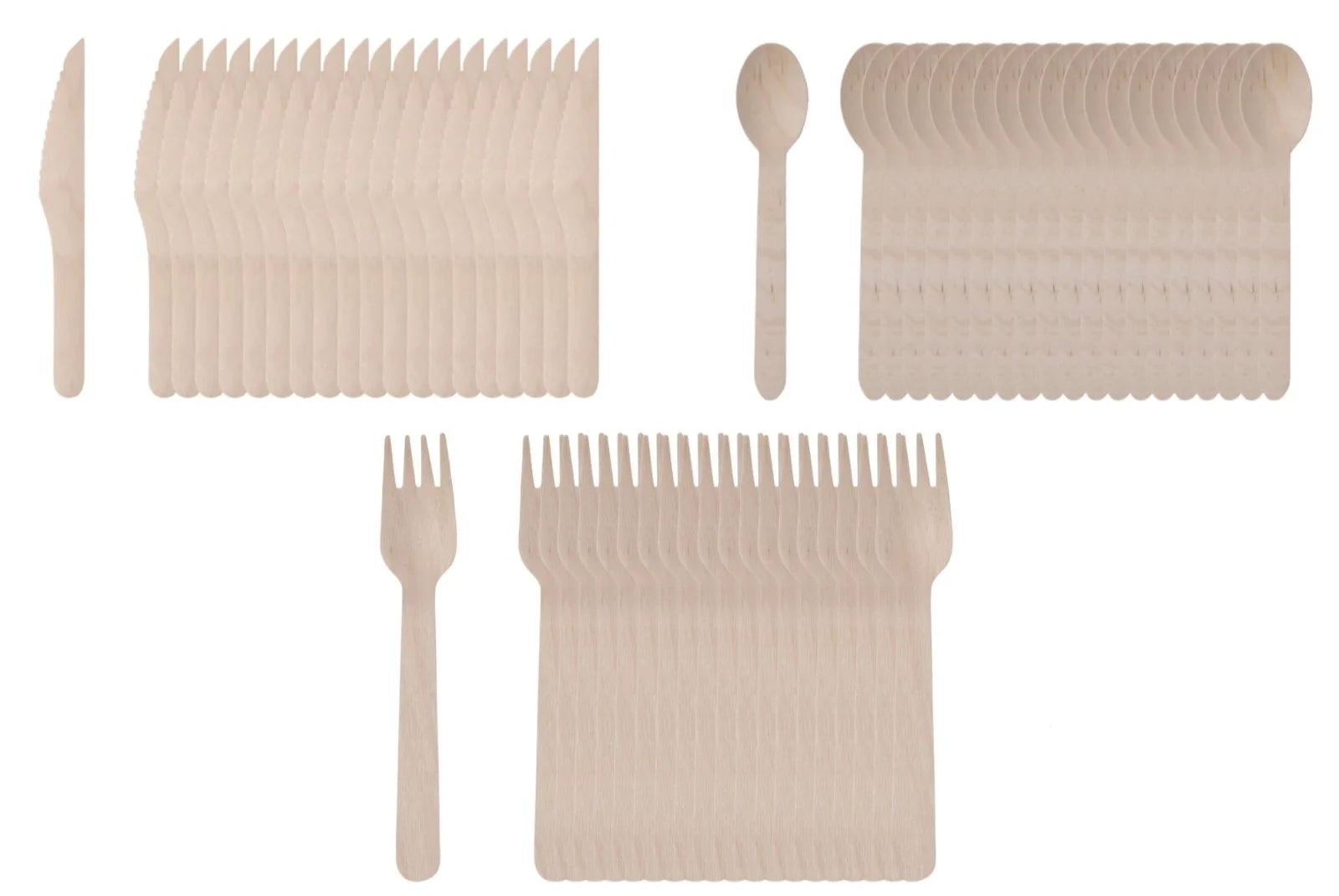 Holzbesteck 20 Stück Einwegbesteck Messer Gabel Löffel 16cm Party Picknick Grill