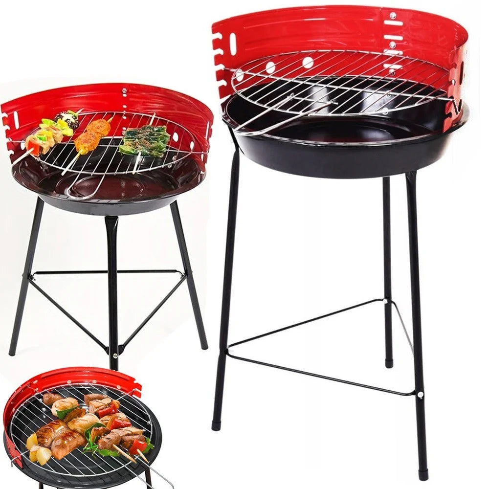 Holzkohlegrill Rund Campinggrill Tragbar Grill höhenverstellbar Ø32 cm