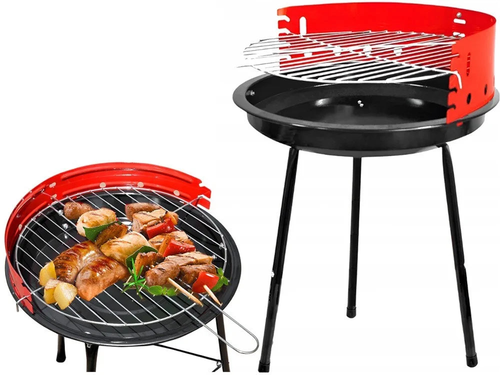 Holzkohlegrill Rund Campinggrill Tragbar Grill höhenverstellbar Ø32 cm