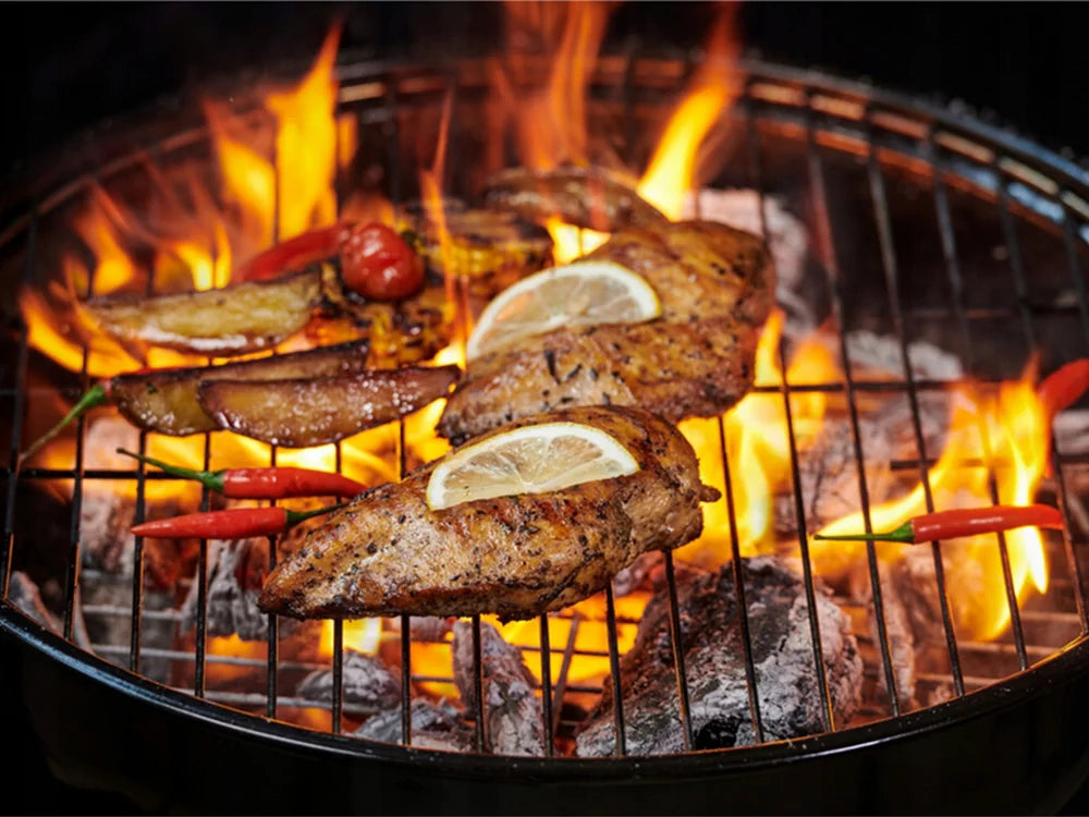 Holzkohlegrill Rund Campinggrill Tragbar Grill höhenverstellbar Ø32 cm