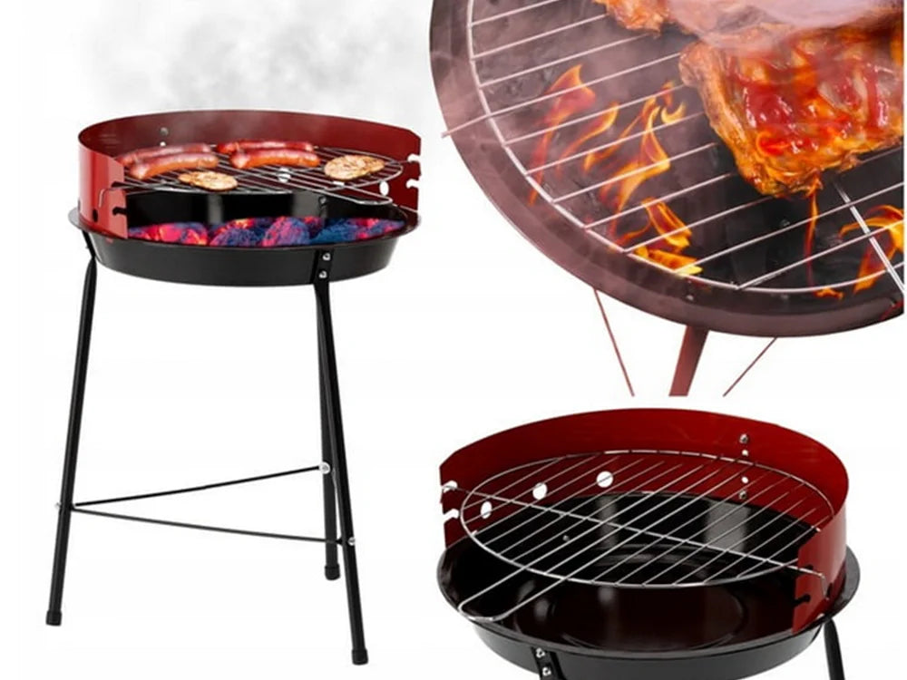 Holzkohlegrill Rund Campinggrill Tragbar Grill höhenverstellbar Ø32 cm