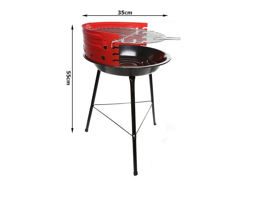 Holzkohlegrill Rund Campinggrill Tragbar Grill höhenverstellbar Ø32 cm