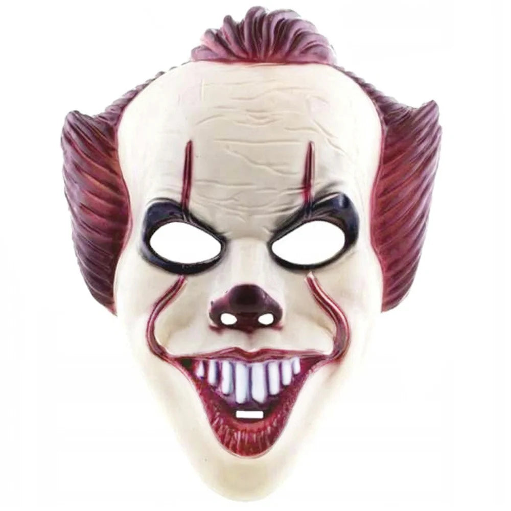 Horror Clown Maske Halloween Gruselmaske Kostüm Weiß 30cm mit Gummiband