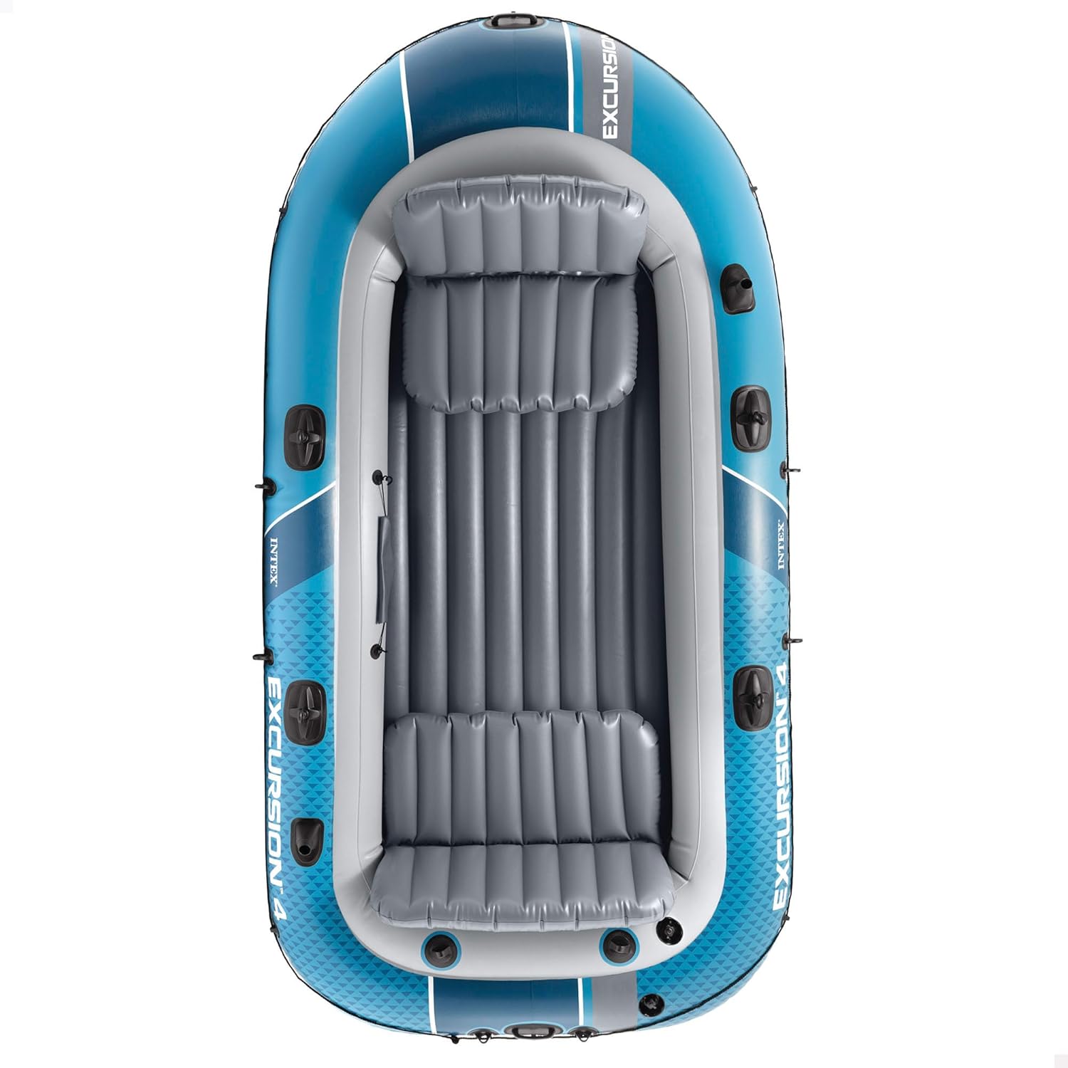 Intex Excursion 4 Schlauchboot Set für 4 Personen mit Aluminiumrudern und Luftpumpe 315 x 165 x 43 cm