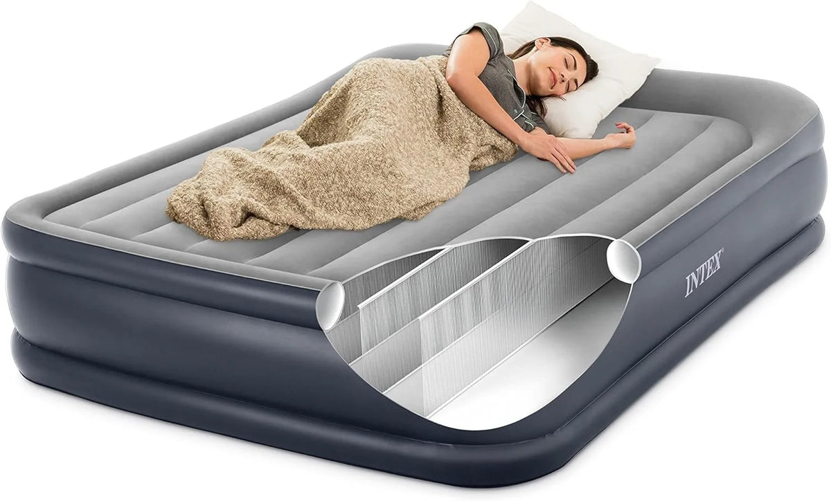 Intex Dura-Beam Luftbett elektrisch 203 × 152 × 42 cm – Gästebett mit integrierter Elektropumpe bis 272 kg