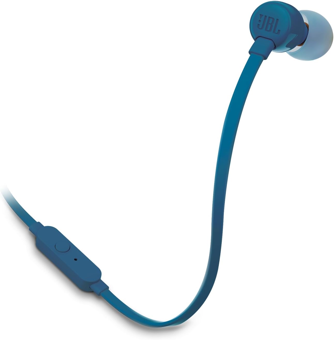 JBL Tune 110 In-Ear Kopfhörer Blau mit Pure Bass Sound, Mikrofon und verwicklungsfreiem Flachbandkabel