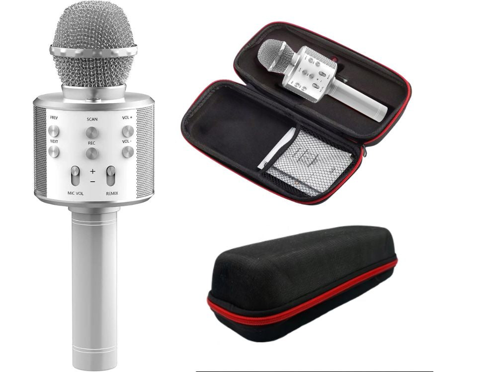 Kabelloses Bluetooth Karaoke Mikrofon mit Lautsprecher – Rund, mit Etui