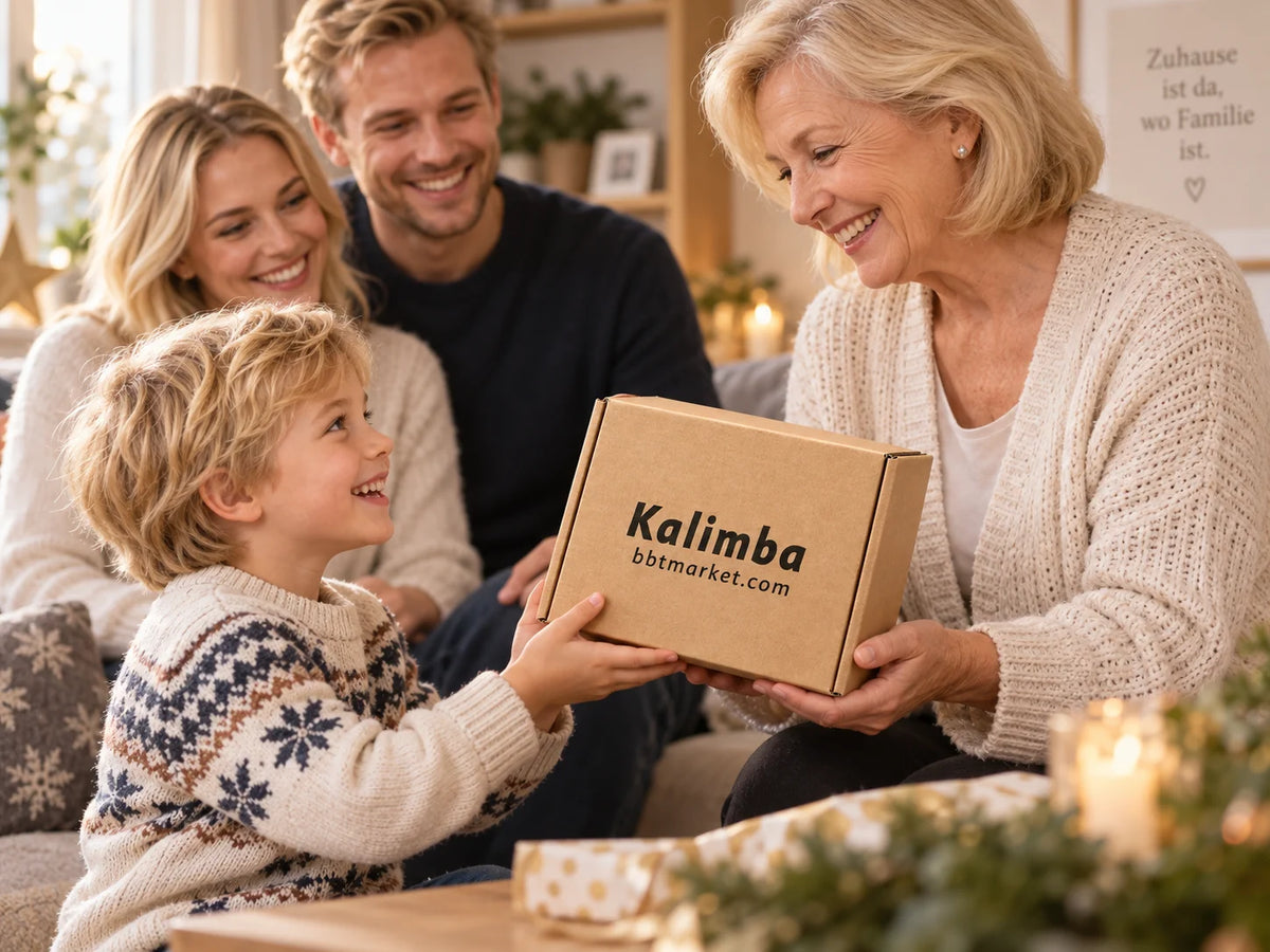 Kalimba 17 Tasten Blau – Daumenklavier aus Holz mit Tasche & Zubehör