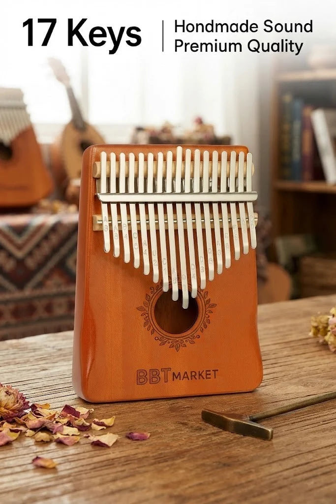 Kalimba 17 Tasten Daumenklavier Fingerpiano aus Holz mit Tragetasche & Notenheft