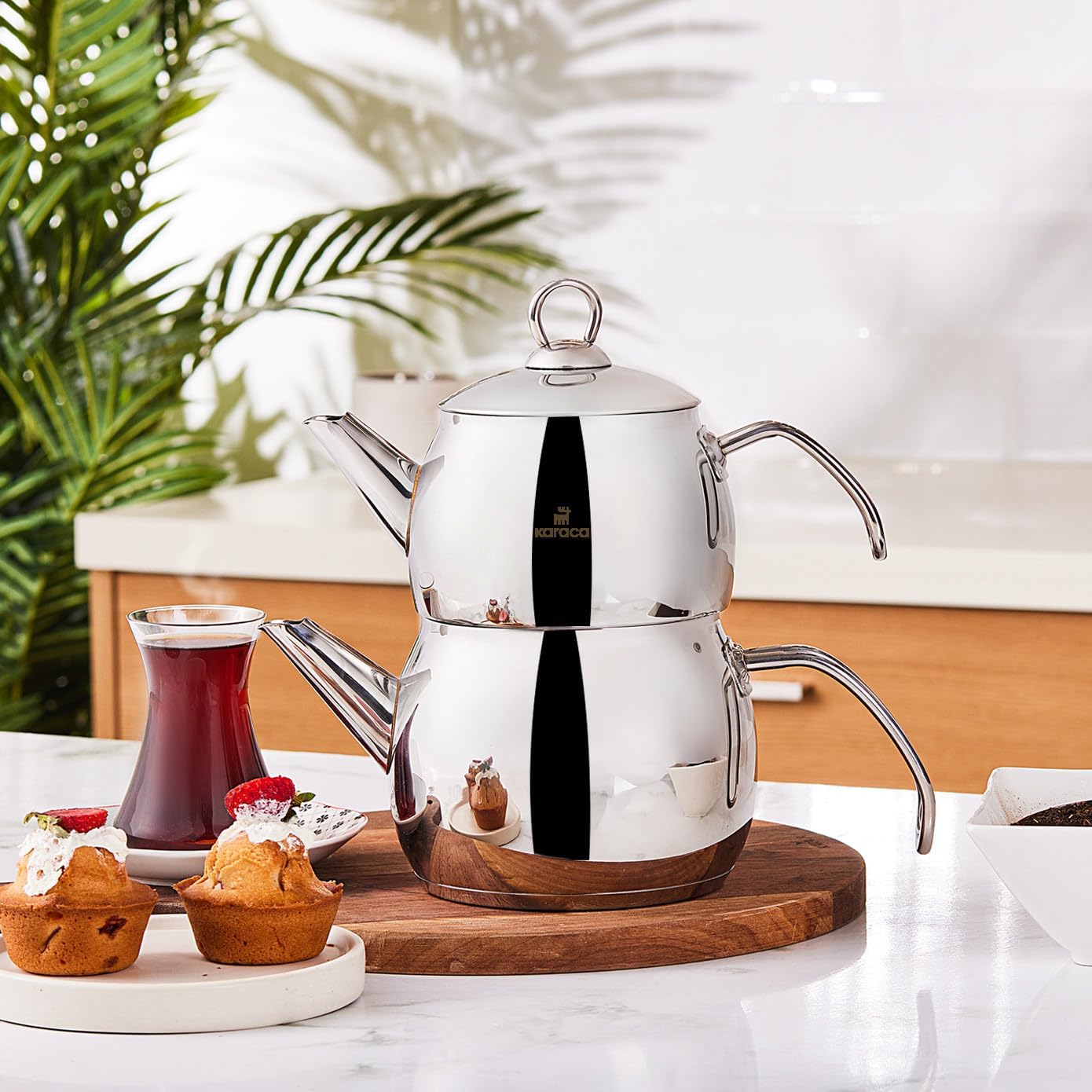 Karaca Belinay Teapot Set Metal Teapot Set Stainless Steel, Turkish Tea Kettle, Kettle