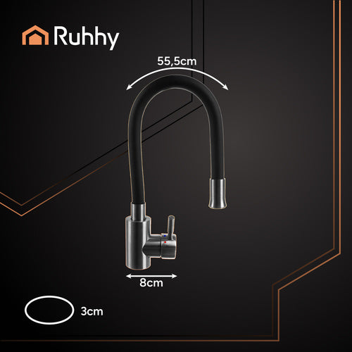 RUHHY Flexible Küchenspülarmatur 360° – Küchenarmatur mit flexiblem Auslauf und Luftsprudler