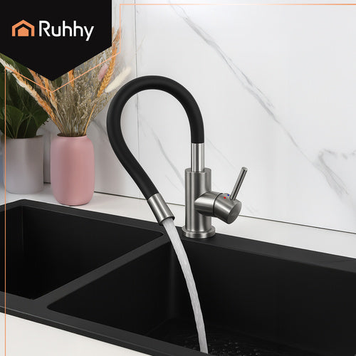 RUHHY Flexible Küchenspülarmatur 360° – Küchenarmatur mit flexiblem Auslauf und Luftsprudler