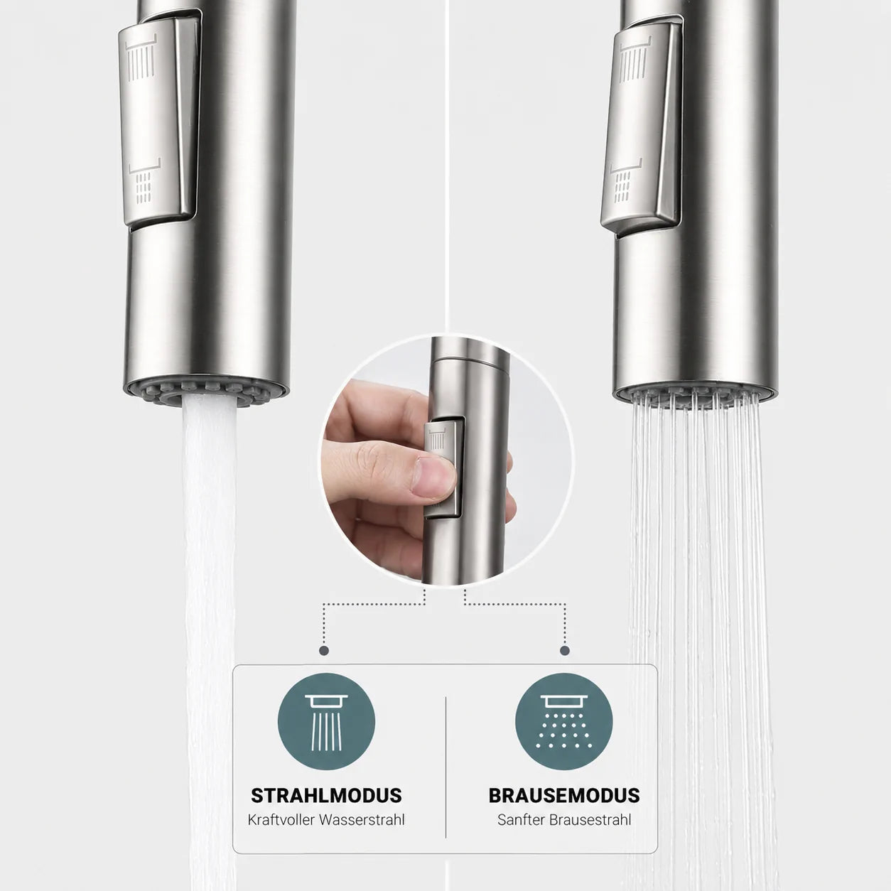Küchenarmatur Ausziehbar 360° Schwenkbar Spültischarmatur Edelstahl Brausekopf