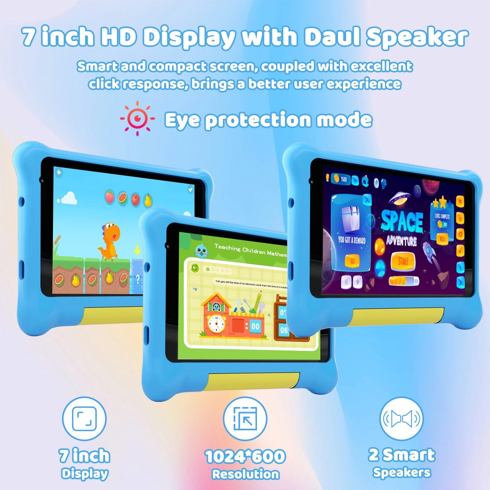 Kinder Tablet 7 Zoll Android 13 – 5 GB RAM 32 GB Speicher, WLAN, IPS Display & Schutzhülle Blau BBT2026