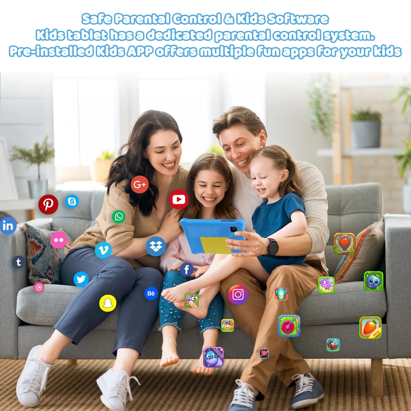 Kinder Tablet 7 Zoll Android 13 – 5 GB RAM 32 GB Speicher, WLAN, IPS Display & Schutzhülle Blau BBT2026