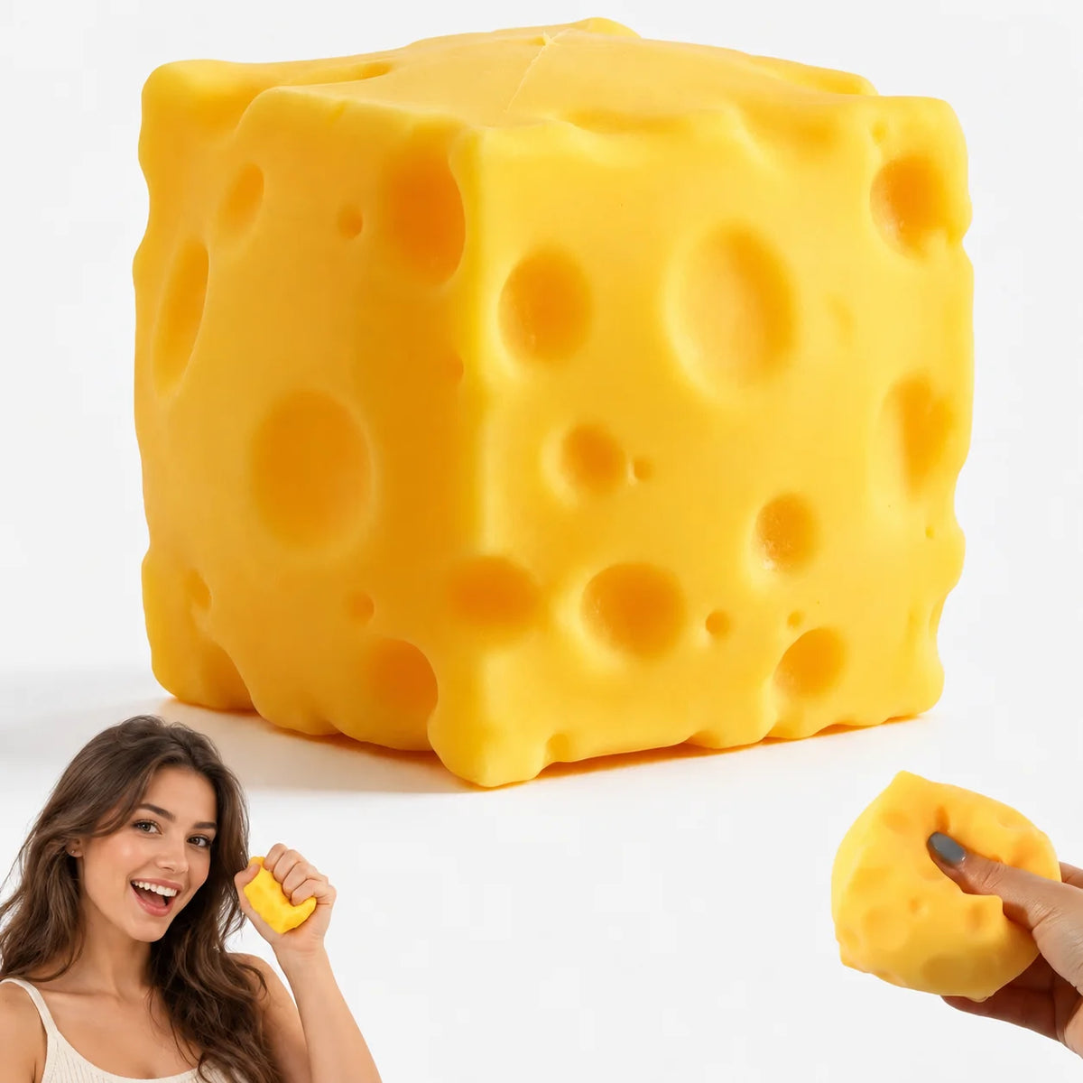 Käse Squishy Gelb Fidget Toy Knautschspielzeug Geschenk Mitgebsel Stressball