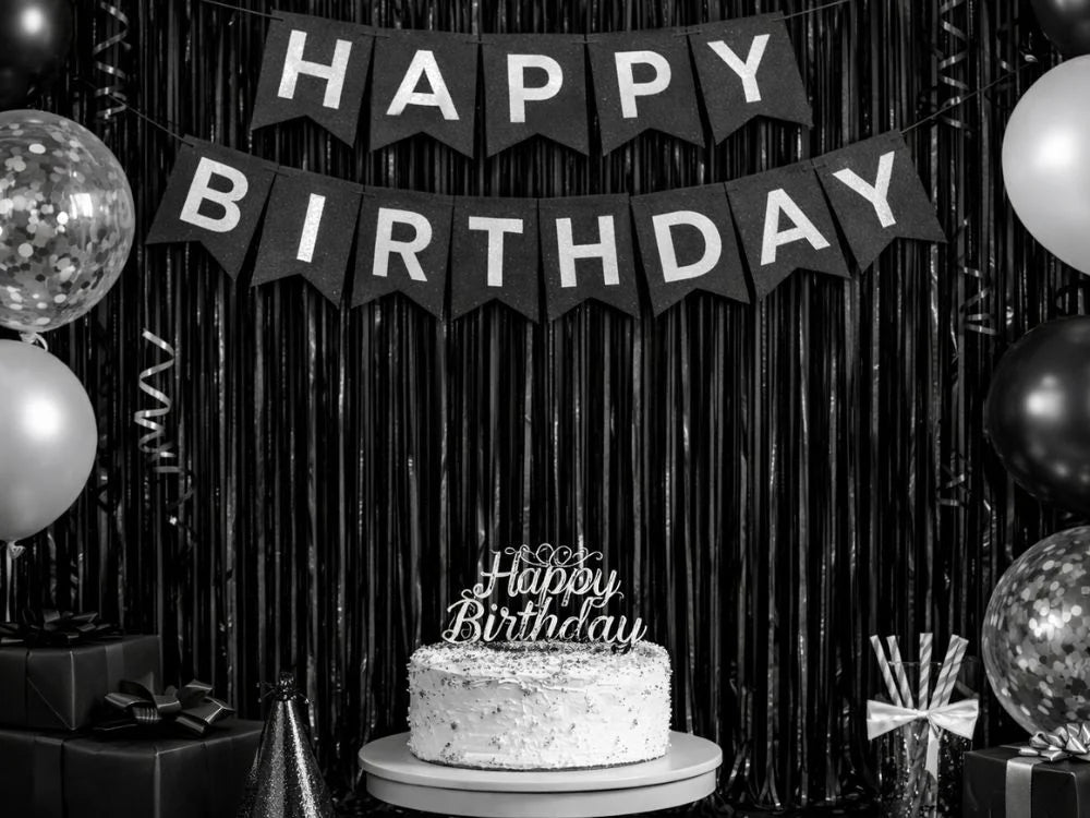 Lametta Vorhang 100x180cm Gold Schwarz Party Fotowand Geburtstag Hochzeit Deko