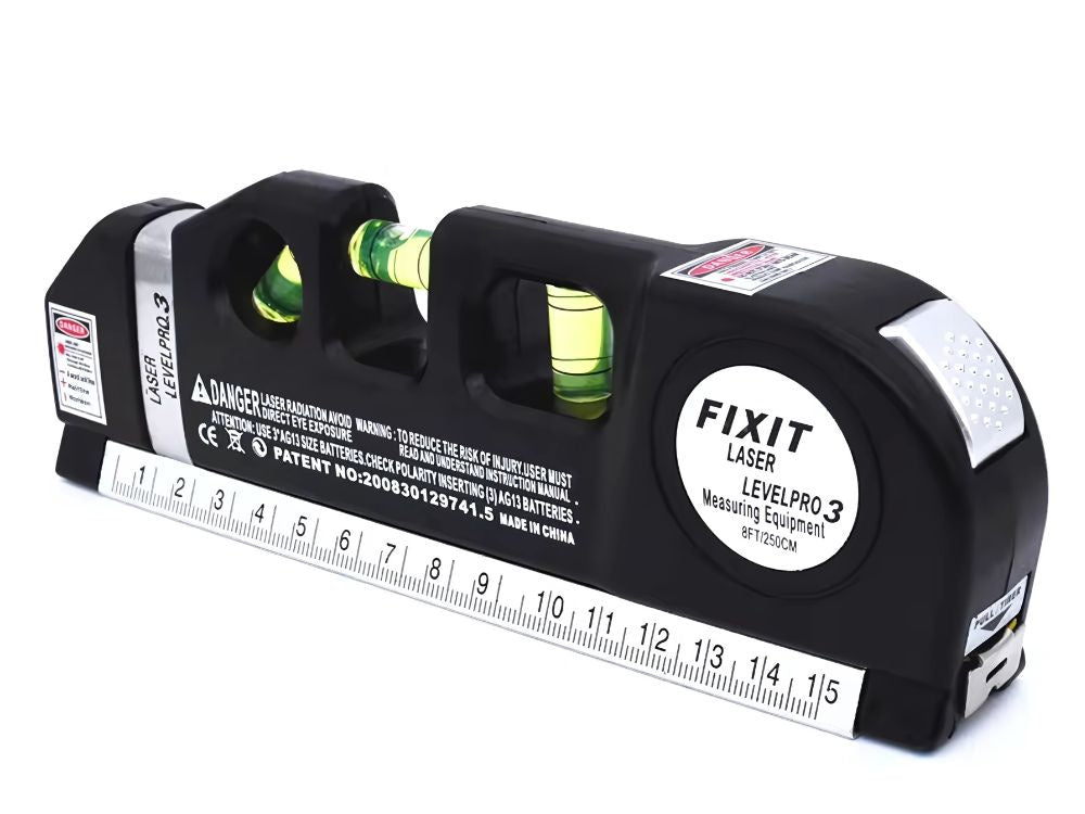 Laser Wasserwaage 3in1 mit 2,5m Maßband und USB-Aufladung – Präzises Nivelliergerät