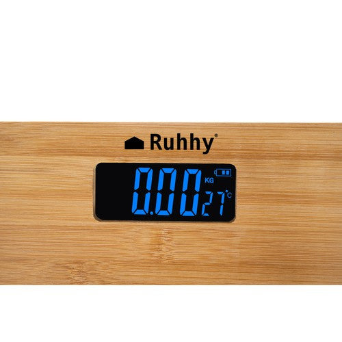 Digitale Bambus Personenwaage mit LCD – Badezimmerwaage bis 180 kg
