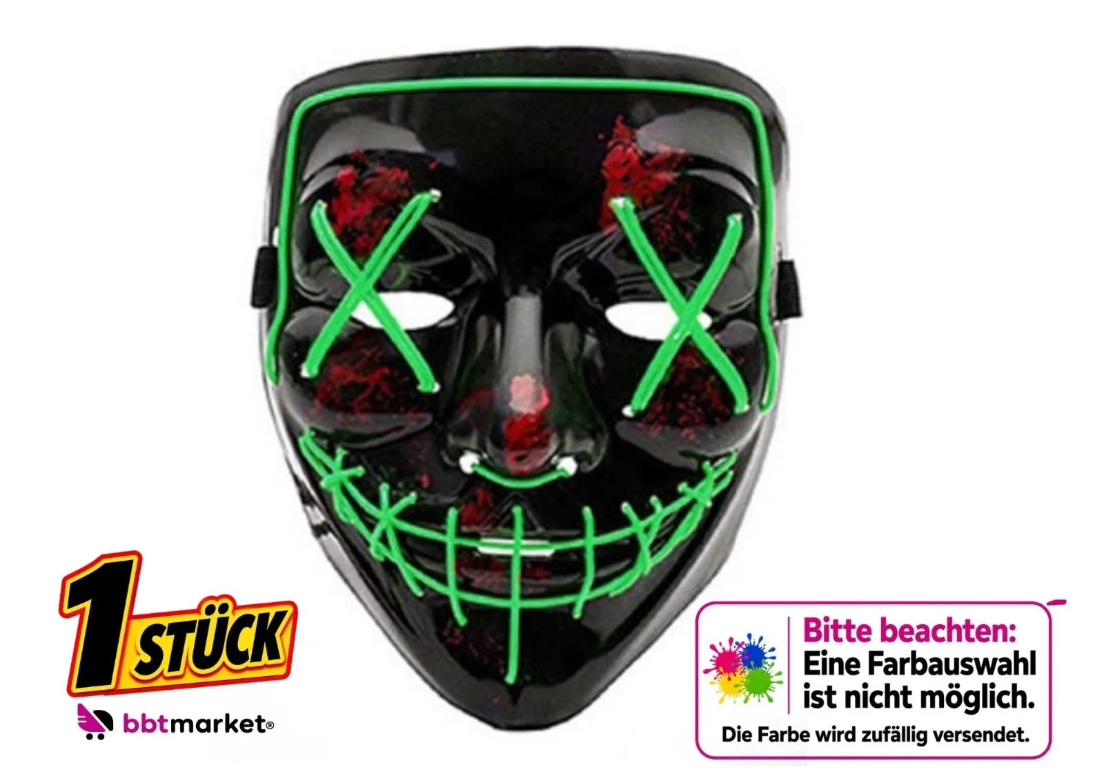 LED Maske Halloween Leuchtmaske 3 Leuchtmodi Party Gruselmaske Erwachsene Kinder