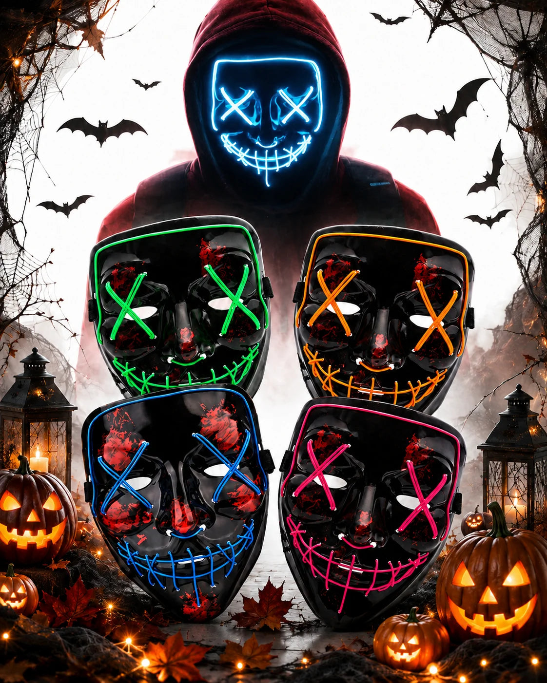 LED horror mask like from the Purge - Halloween horror disguise face mask 