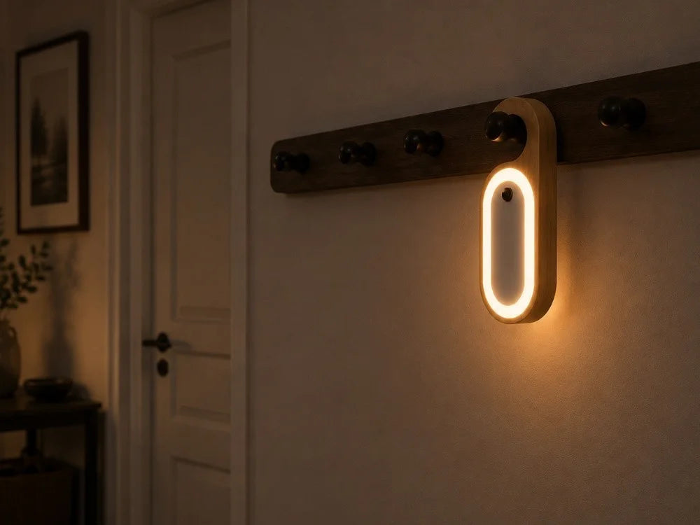 LED Nachtlicht Bewegungsmelder Schranklicht USB-C Akku Warmweiß Kleiderhaken