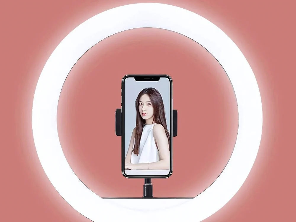 LED Ringlicht 12 Zoll (30 cm) mit Stativ und Handyhalter – Dimmbares Ringlicht mit 3 Lichtfarben für Foto, Video und Livestream