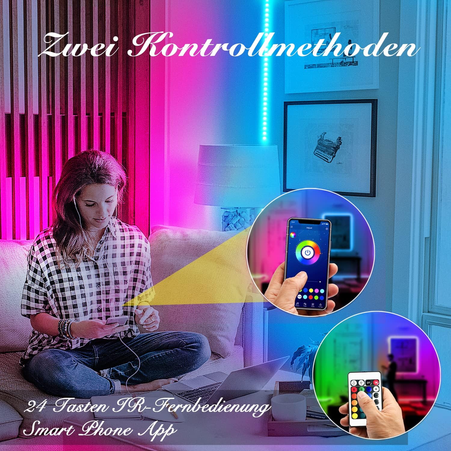30M RGB LED Strip 5050 – App & Fernbedienung – Musik-Sync & Timer Funktion