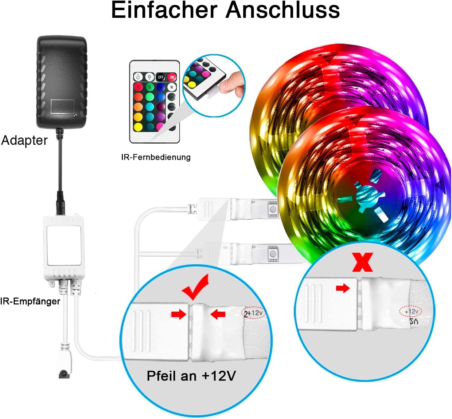 30M RGB LED Strip 5050 – App & Fernbedienung – Musik-Sync & Timer Funktion
