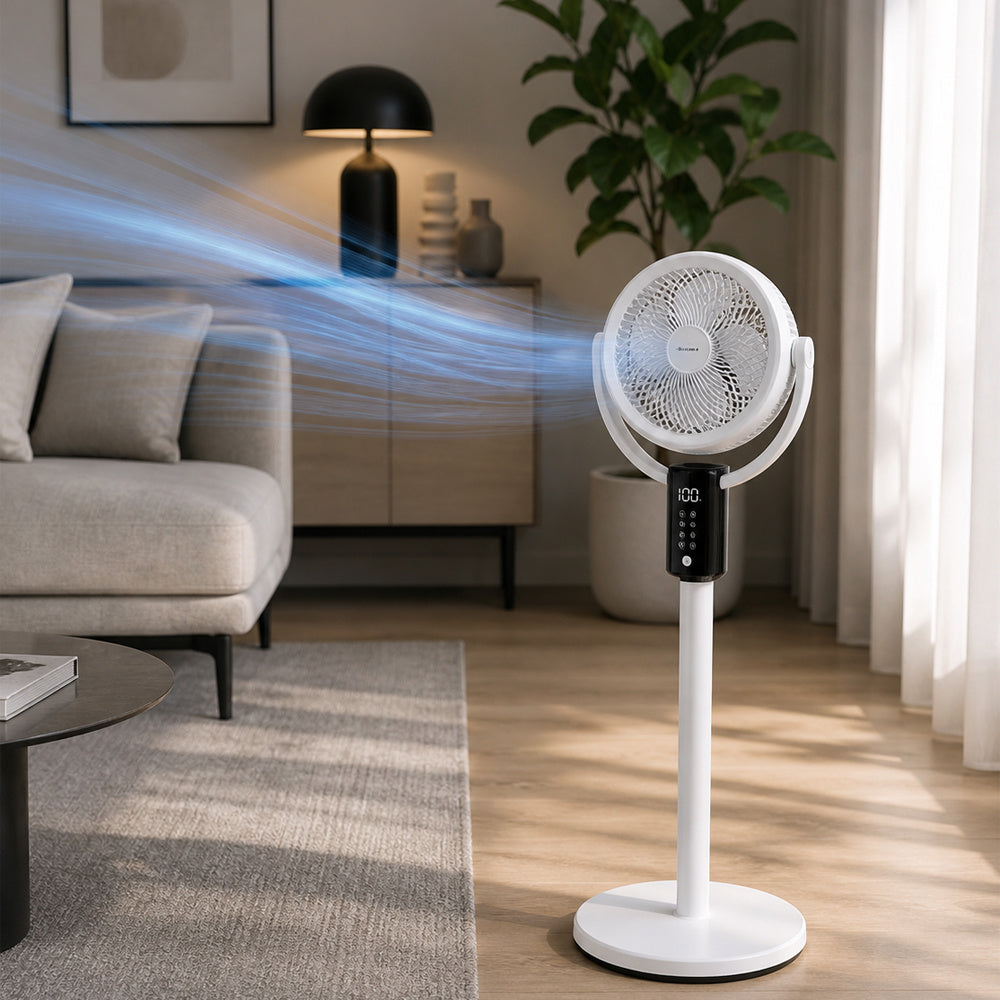 Kabelloser Standventilator mit Akku, USB-C & Fernbedienung – Leiser 3-in-1 Ventilator mit LED Display