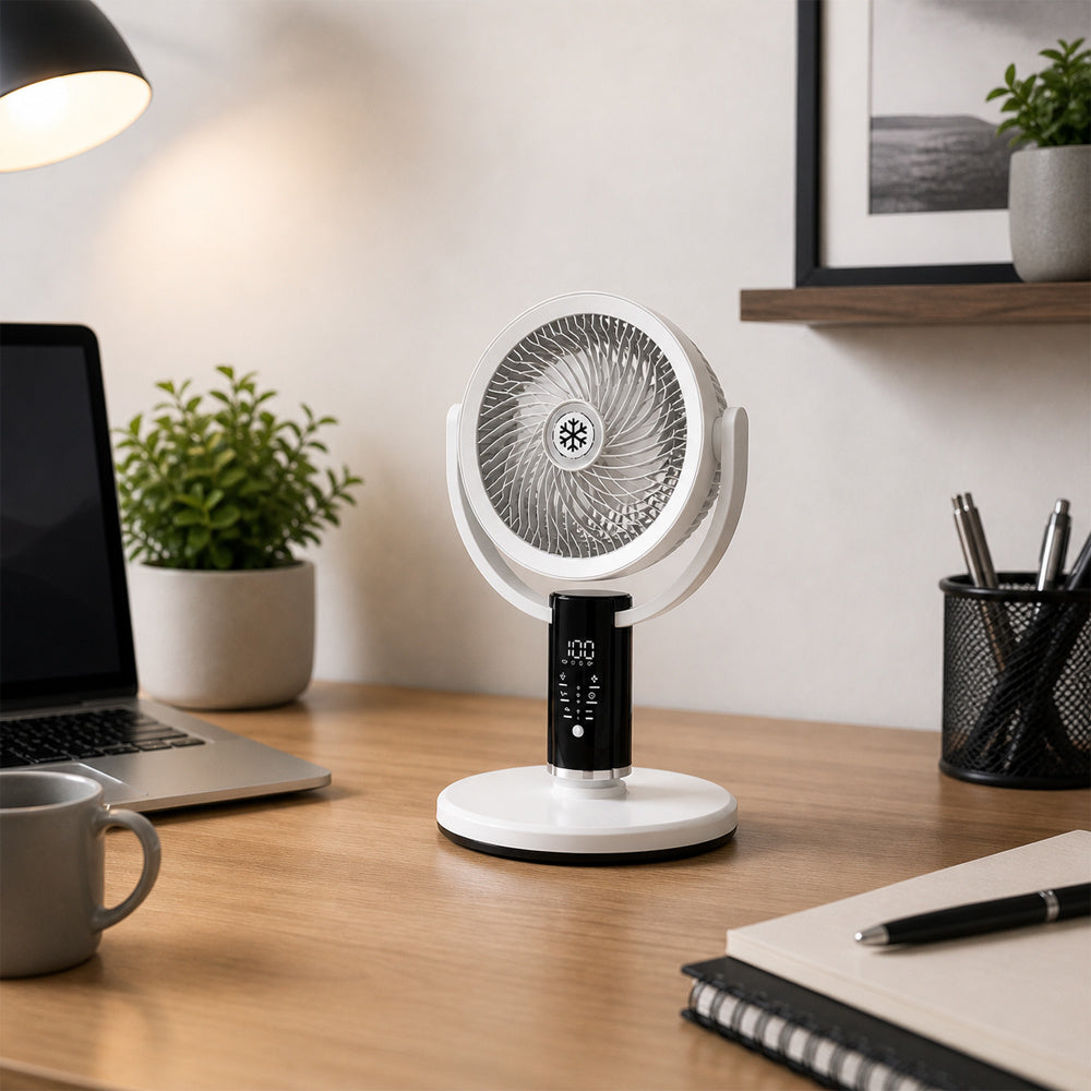 Kabelloser Standventilator mit Akku, USB-C & Fernbedienung – Leiser 3-in-1 Ventilator mit LED Display