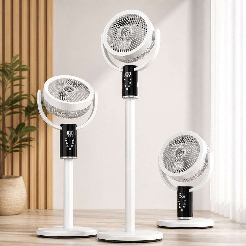 Kabelloser Standventilator mit Akku, USB-C & Fernbedienung – Leiser 3-in-1 Ventilator mit LED Display