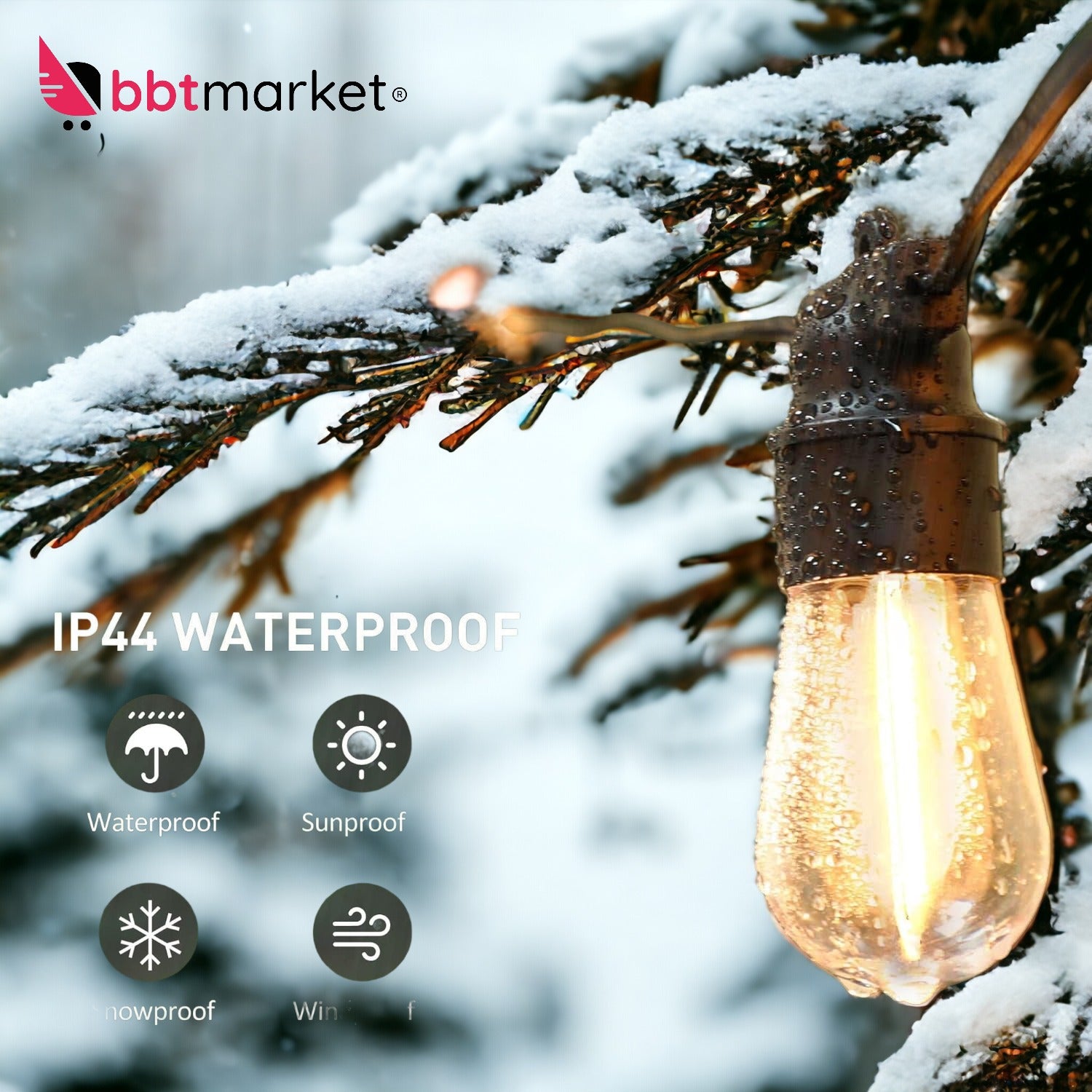 Outdoor fairy lights bulbs garden lighting warm white 15.3M new