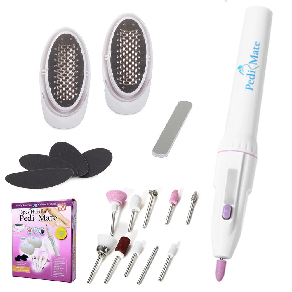 Maniküre Pediküre Set 14-teilig – elektrischer Nagelfräser, Fußfeilen & Schleifaufsätze für die kosmetische Nagelpflege