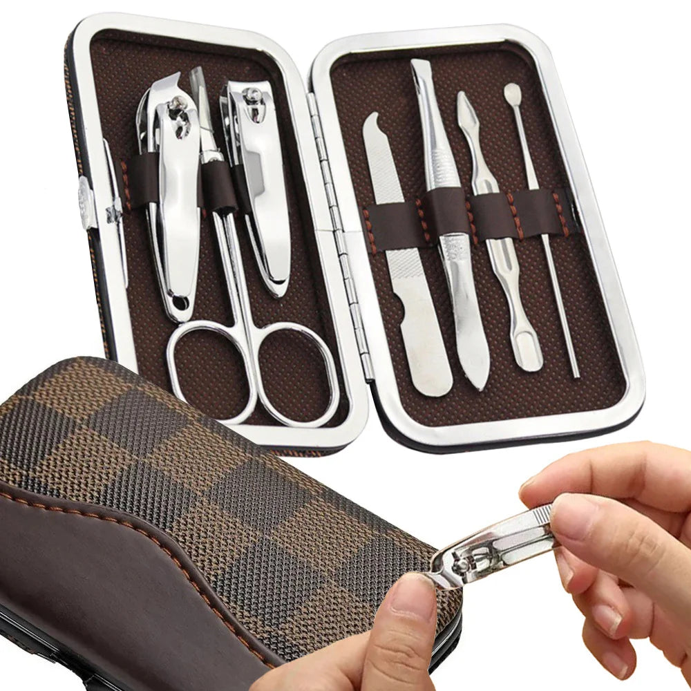 Maniküre & Pediküre Set 7-teilig – Nagelpflege Set mit Nagelknipsern im Etui für Zuhause und Reisen