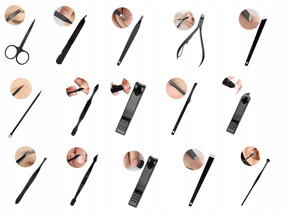 Maniküre Set 16-teilig – Nagelpflege Set mit Nagelknipser, Schere und Etui