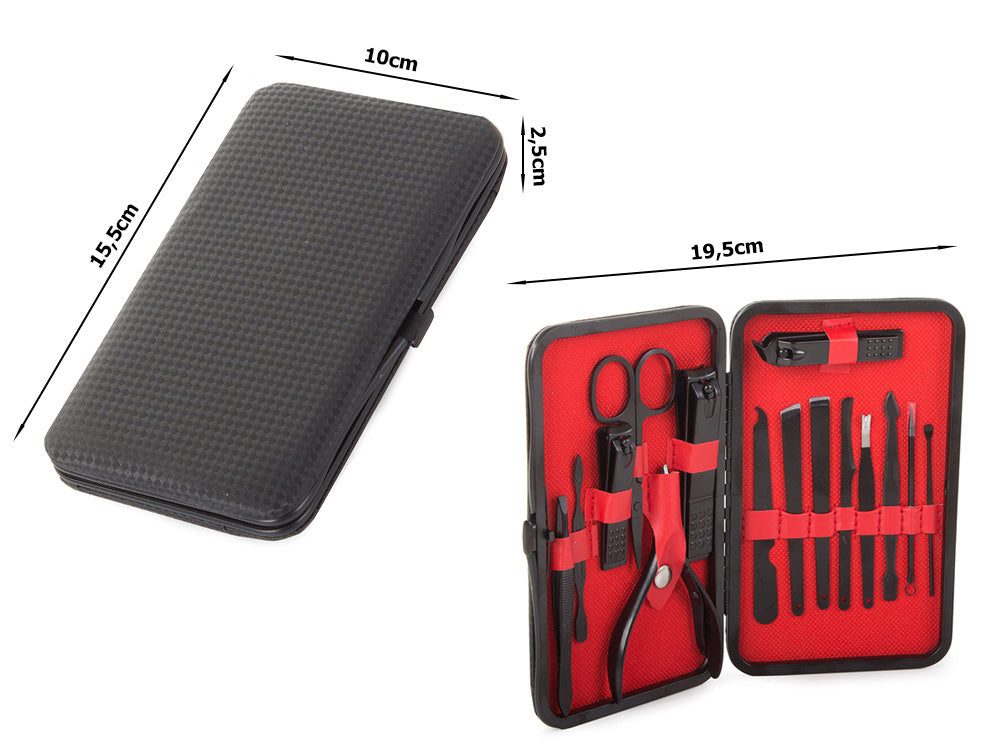 Maniküre Set 16-teilig – Nagelpflege Set mit Nagelknipser, Schere und Etui