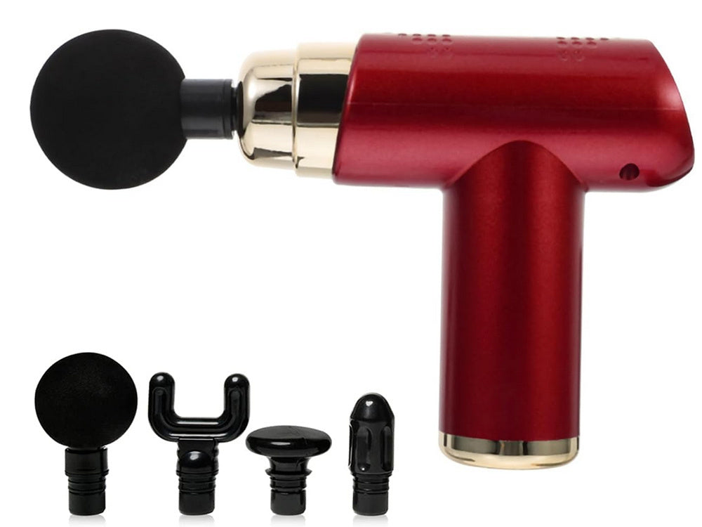 Mini Massagepistole mit 4 Aufsätzen und 6 Intensitätsstufen – Tragbares Muskelmassagegerät mit USB-C