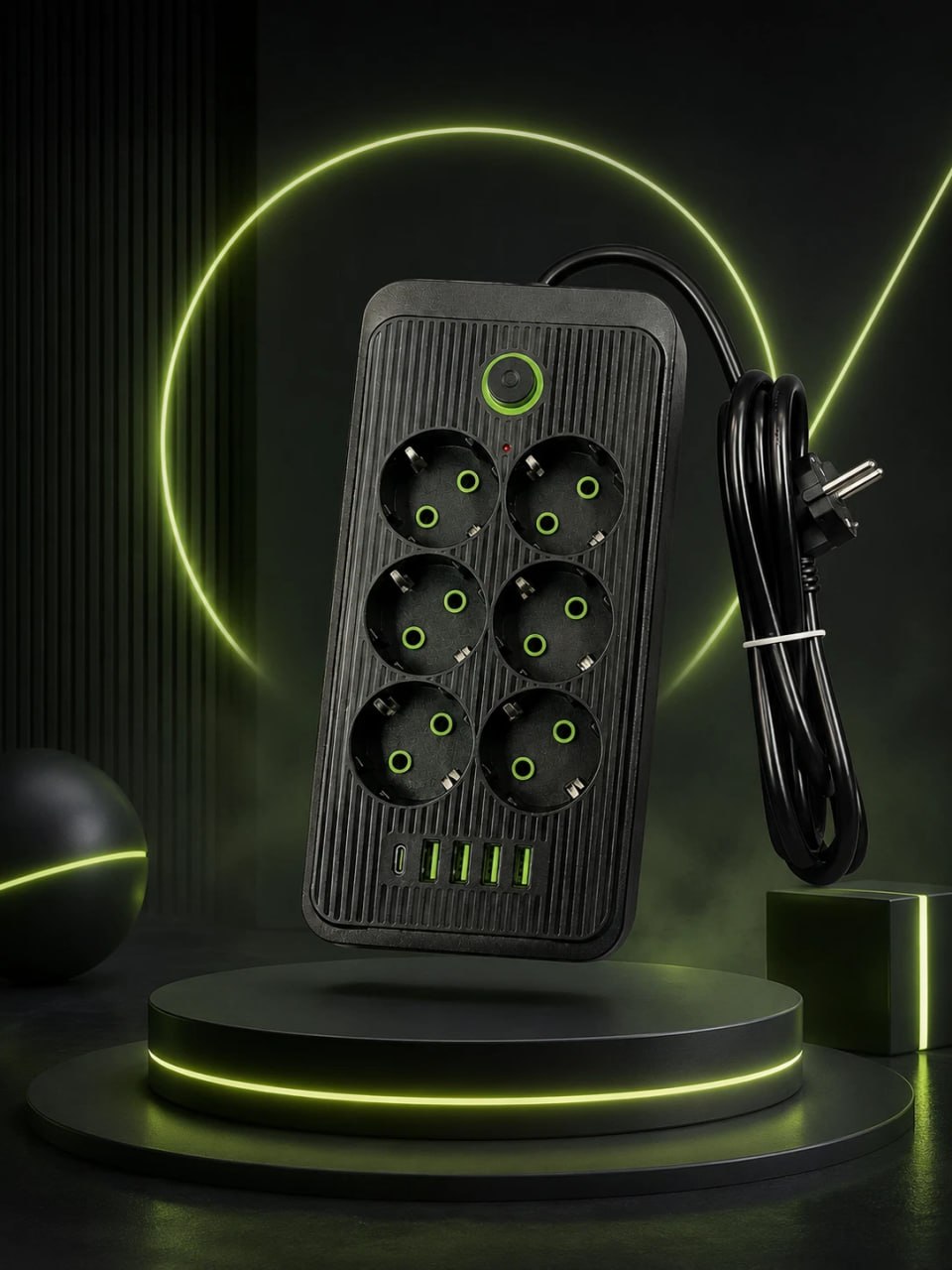 Steckdosenleiste 6 Fach mit 4 USB USB-C Mehrfachsteckdose Schalter