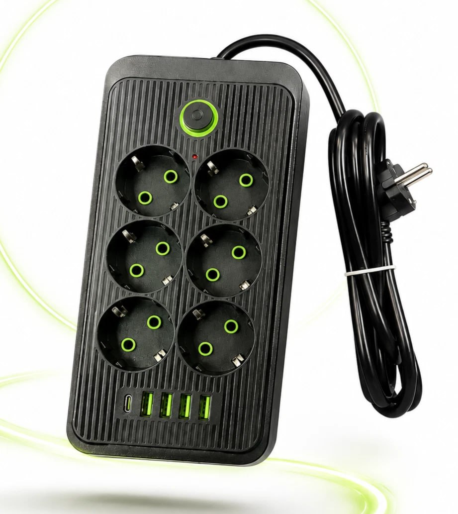 Steckdosenleiste 6 Fach mit 4 USB USB-C Mehrfachsteckdose Schalter