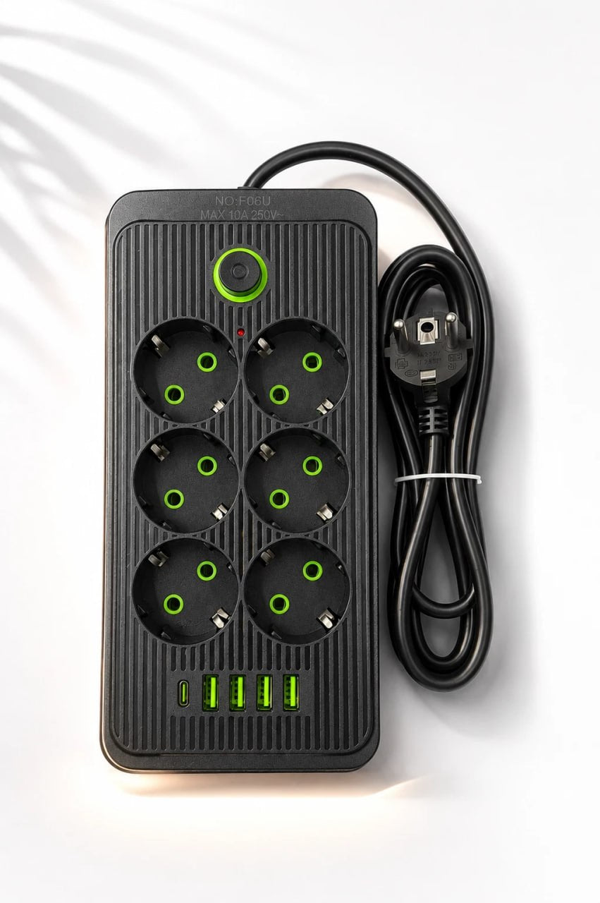 Steckdosenleiste 6 Fach mit 4 USB USB-C Mehrfachsteckdose Schalter