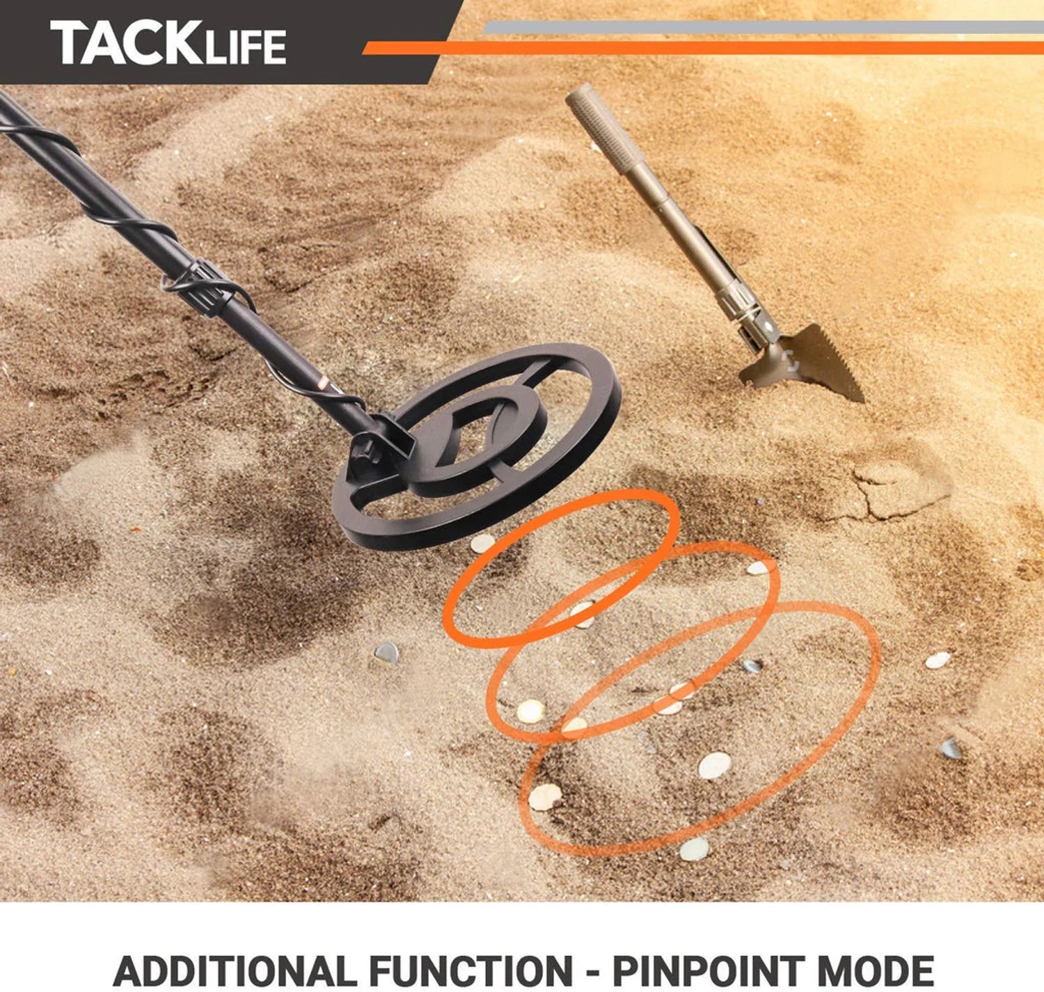 TACKLIFE Metal Detector Metal Detectors LED Light Gold Coins Detector 